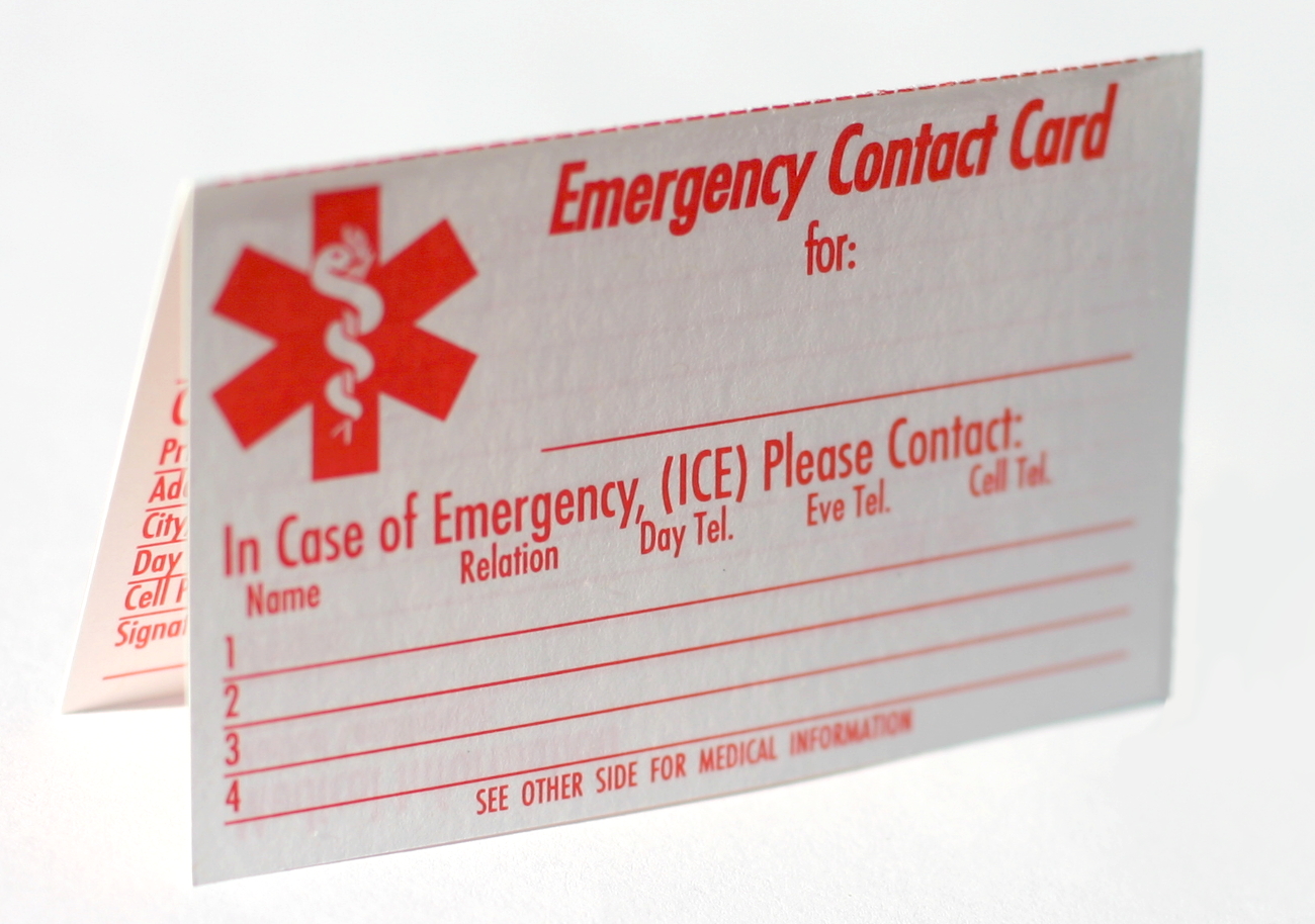 Printable Emergency Contact Cards